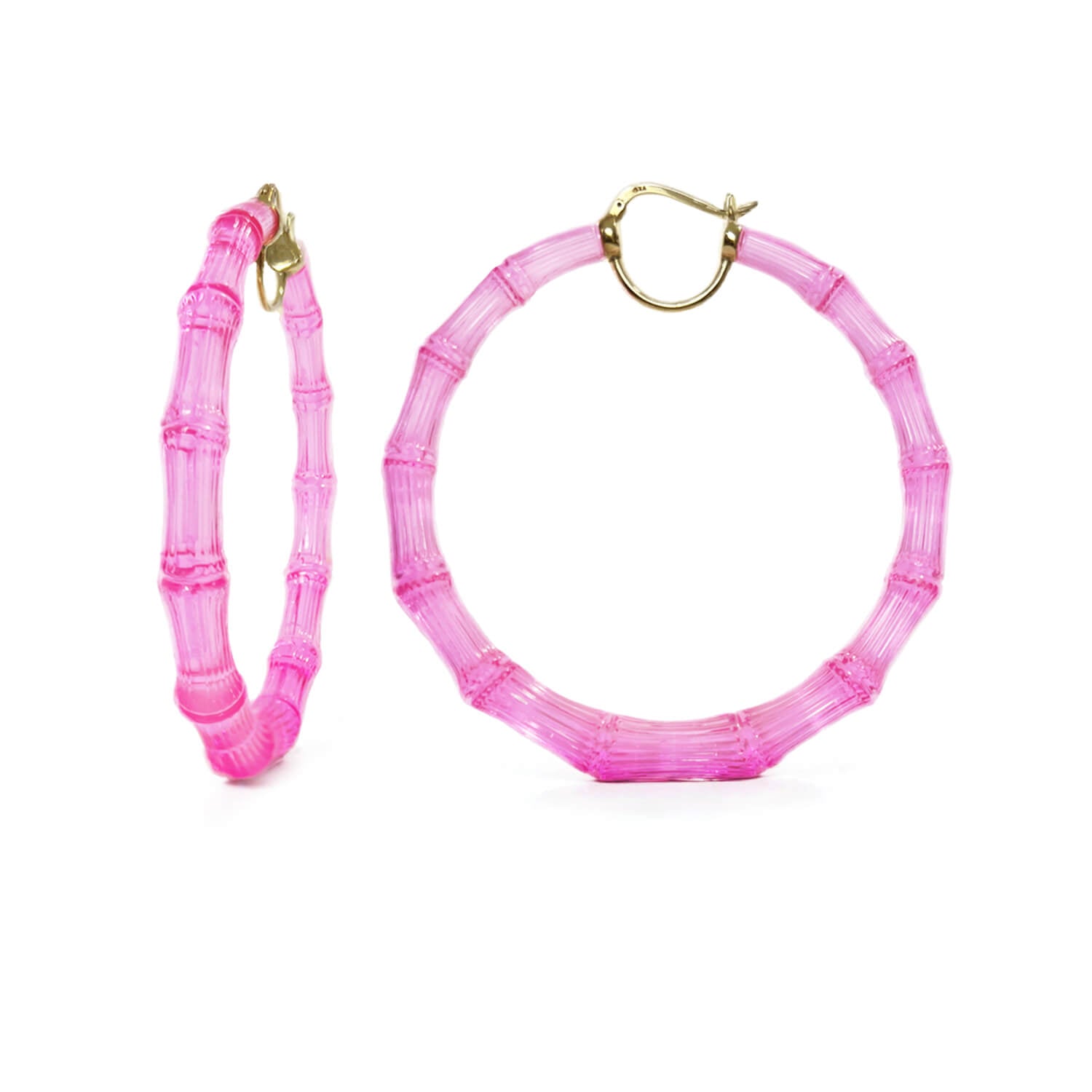 XL BIG BAMBOO HOOP EARIRNGS IN GOLD AND PINK