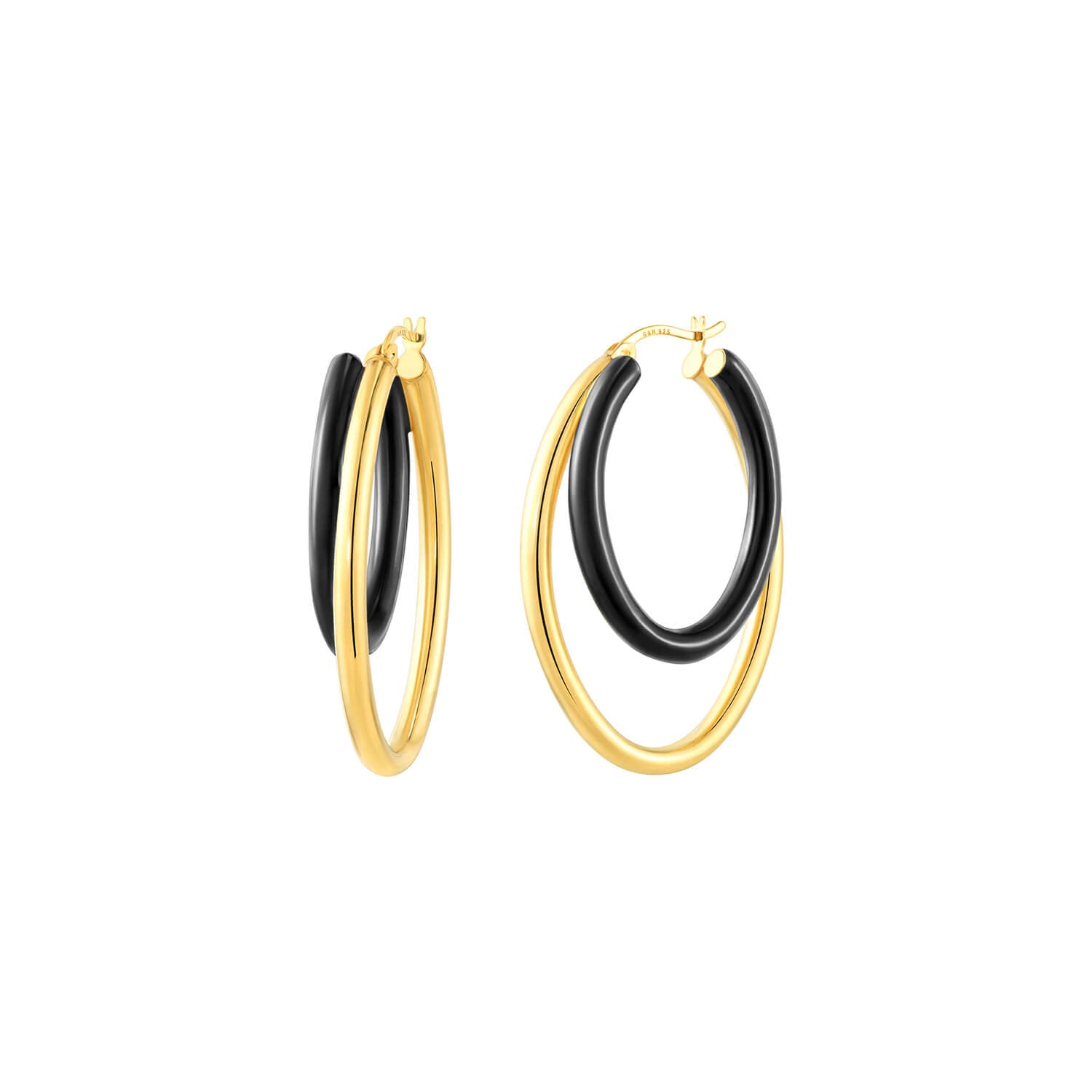 Black Double Enamel Hoops