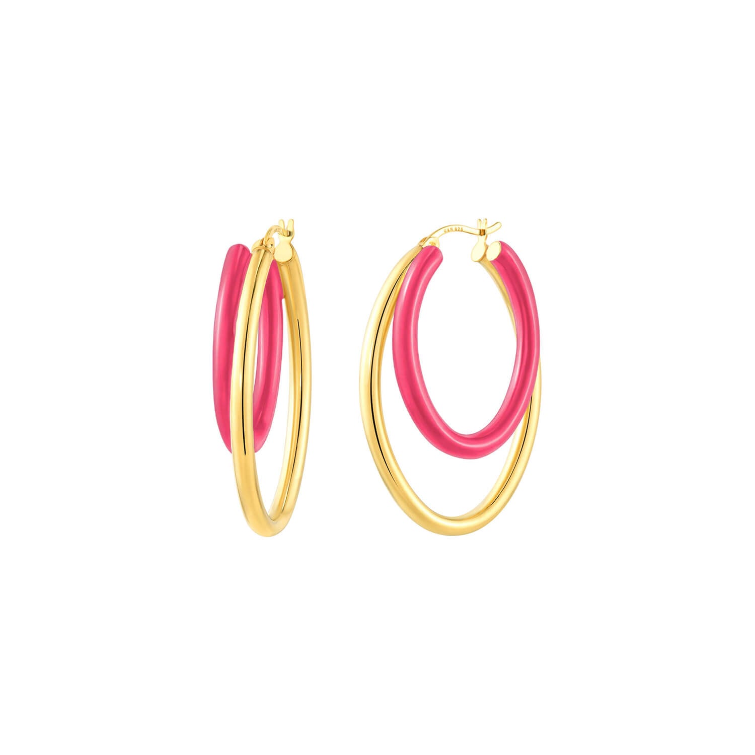 Pink Double Enamel Hoops