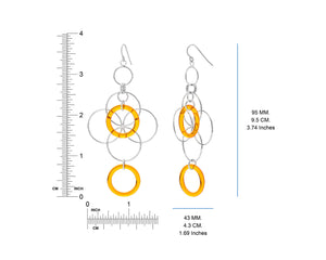 Orange Lucite and Silver Floral Drop Earrings DIMENSIONS