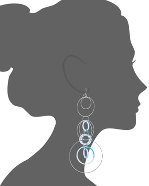 Blue Lucite and Silver Extra Long Drop Earrings VECTOR