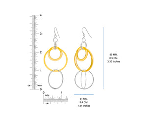 Yellow Lucite and Silver Axis Drop Earrings DIMENSIONS