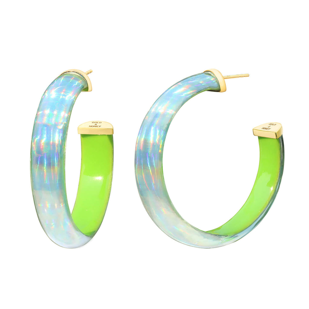 Aerie Neon Clear Hoop Earrings