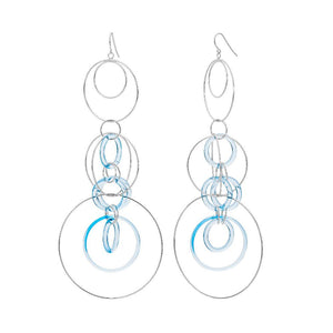 Blue Lucite and Silver Extra Long Drop Earrings