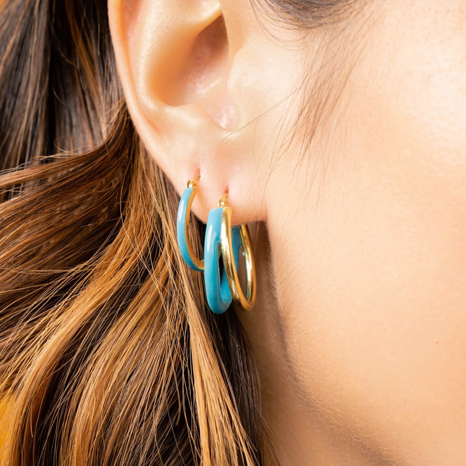 Blue Enamel Earrings