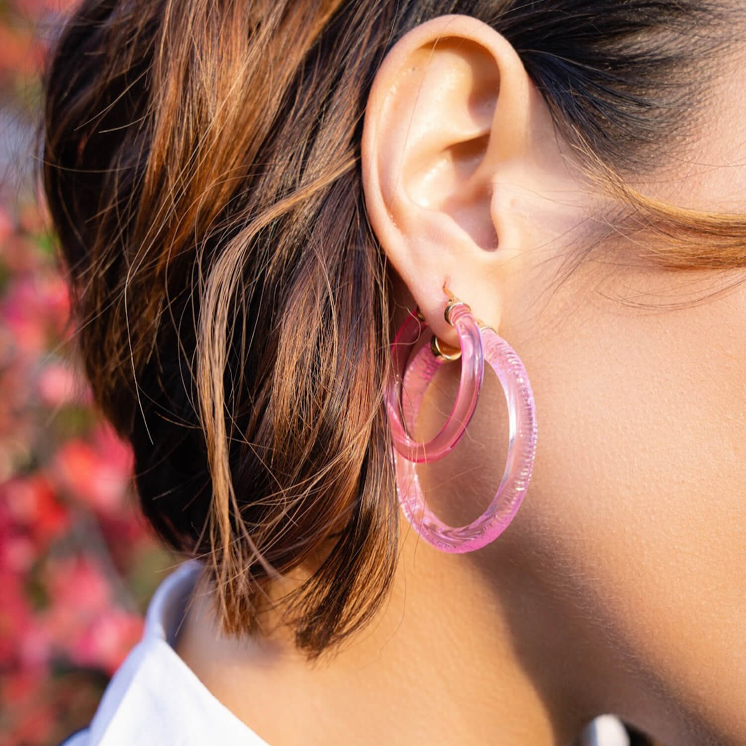 Blue Lucite Hoops