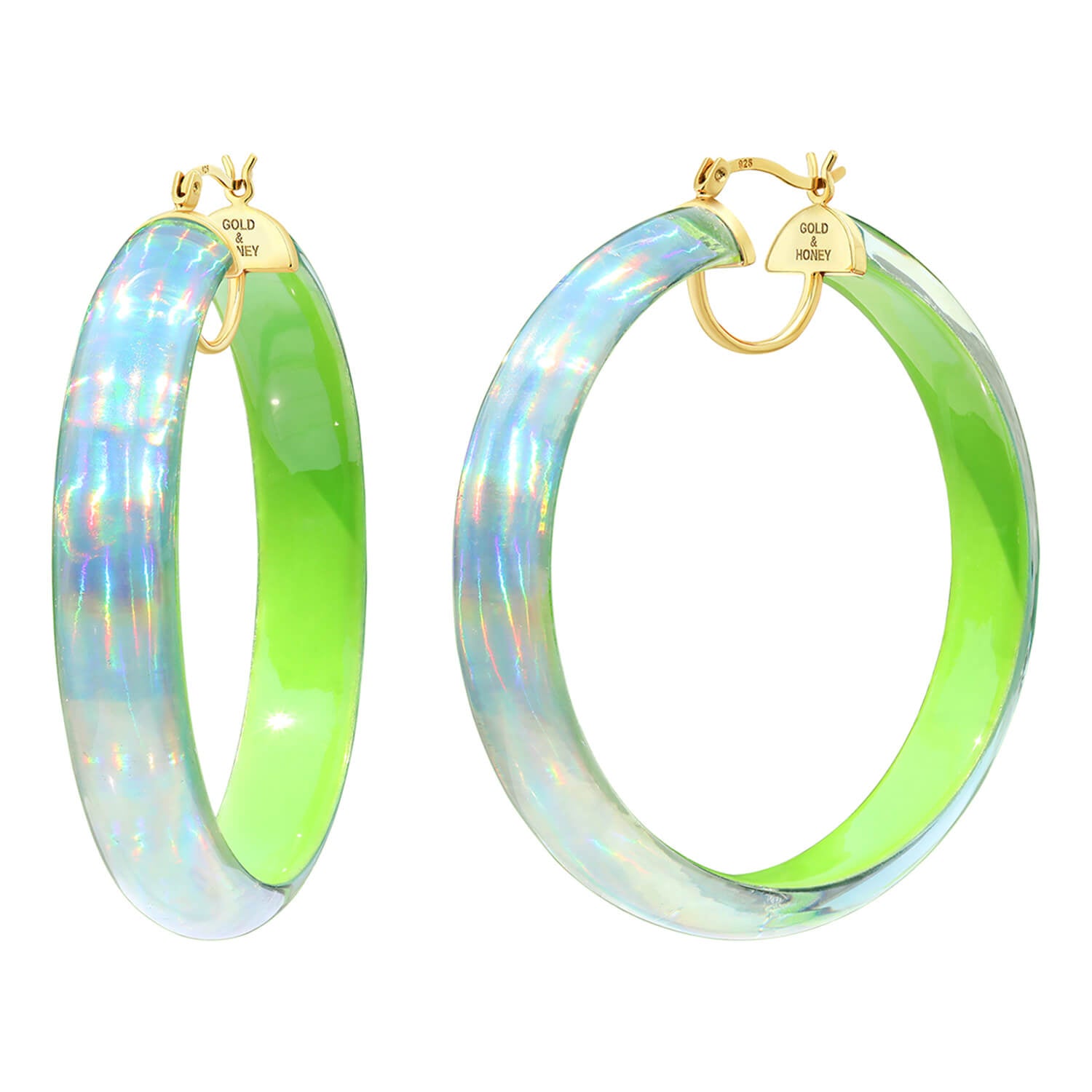 Rave Lucite Hoops in Neon Green