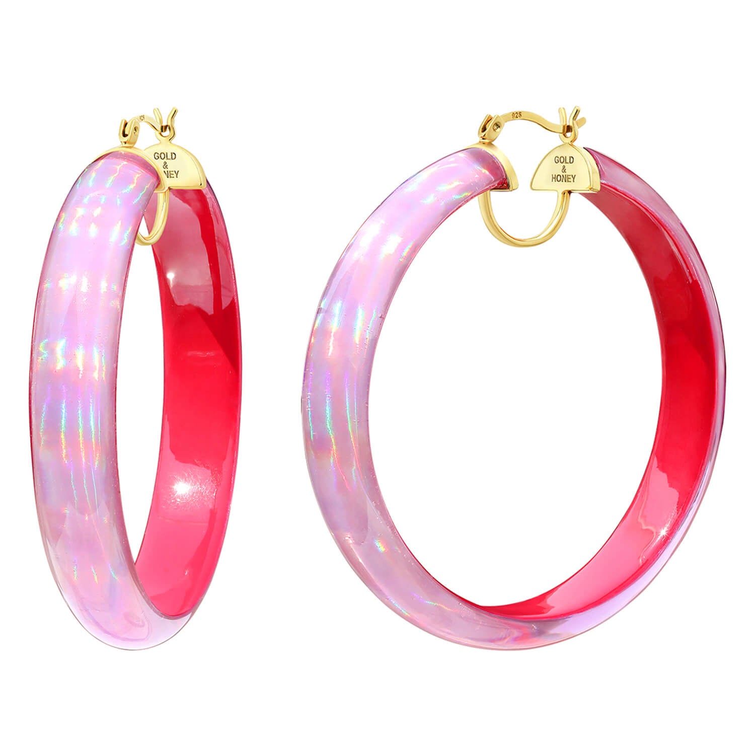Rave Lucite Hoops in Pink